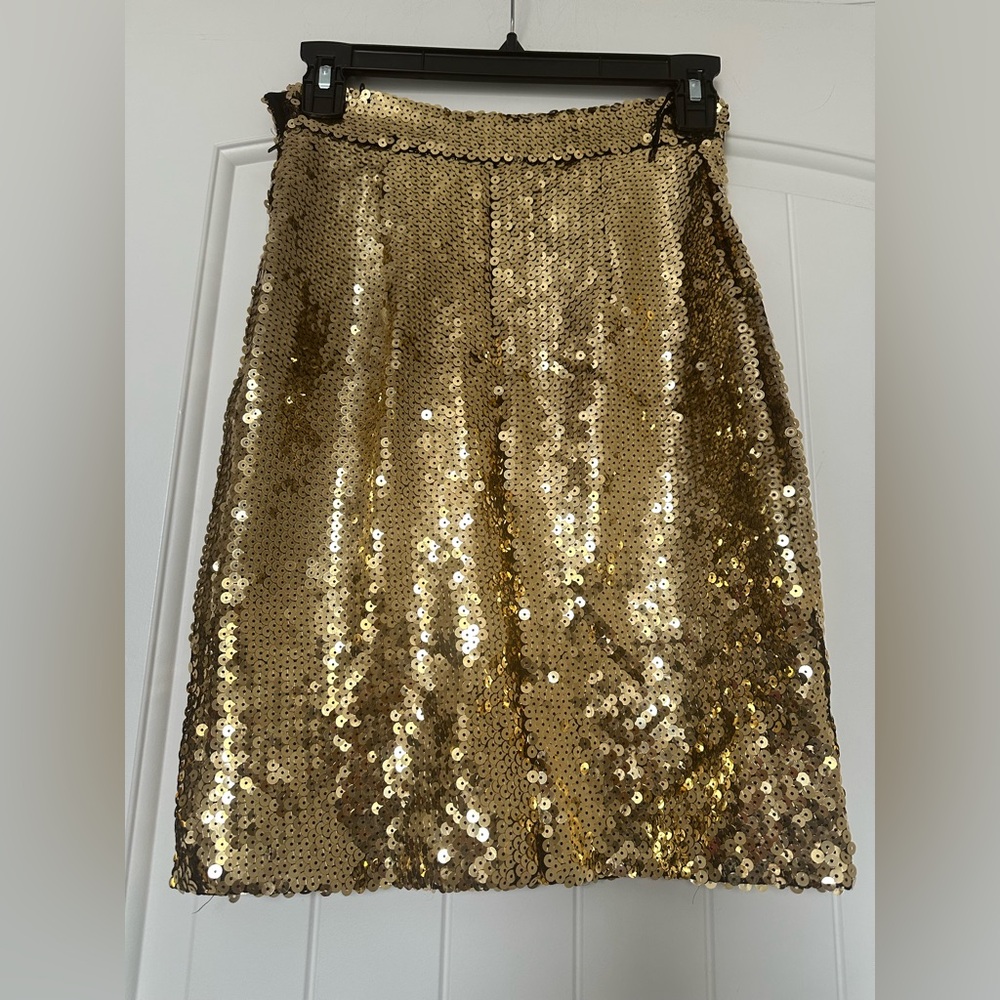 VINTAGE! MOSCHINO COUTURE Gold Sequin Skirt - Picture 4 of 7
